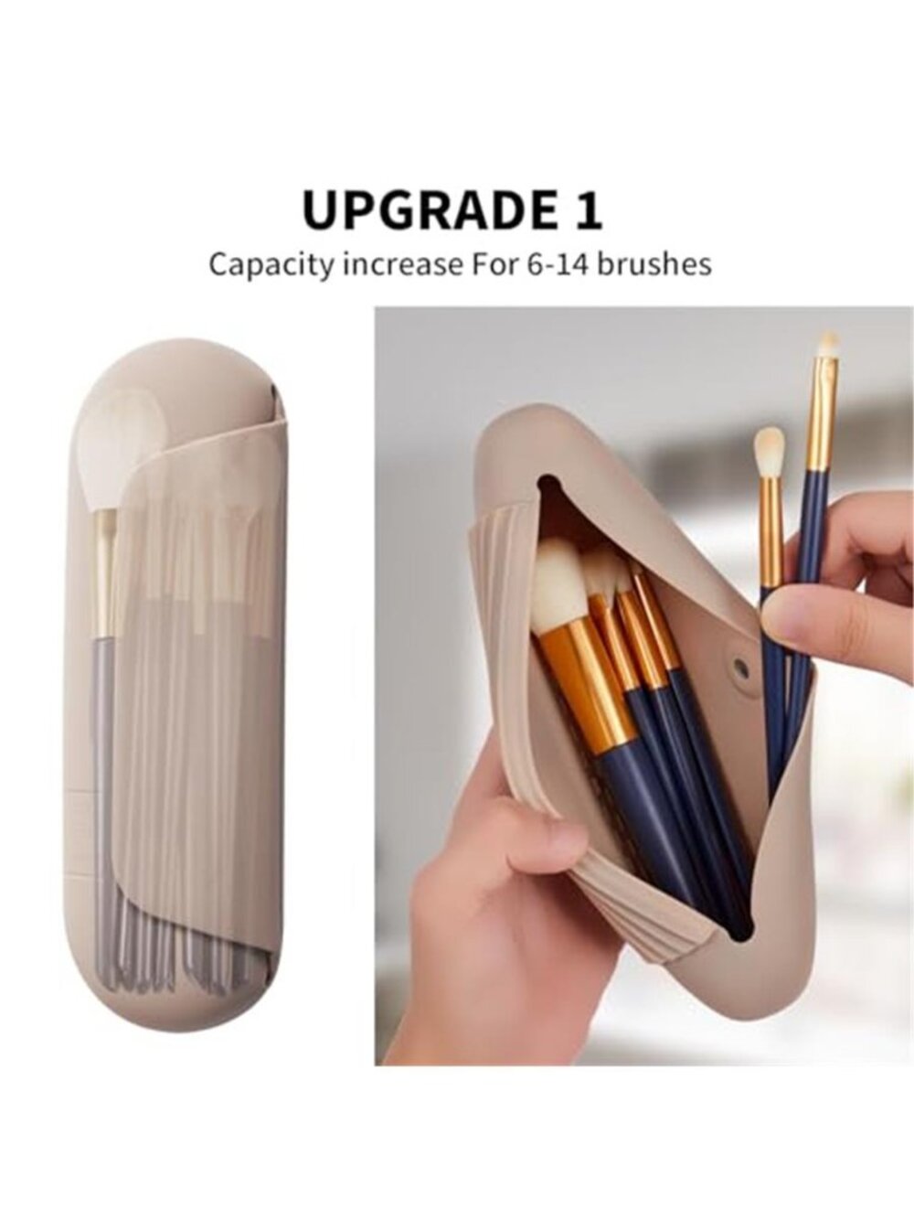 Silicone Makeup Brush Holder Travel Cosmetic Bag:Soft Portable Cosmetic Face - Picture 2 of 6